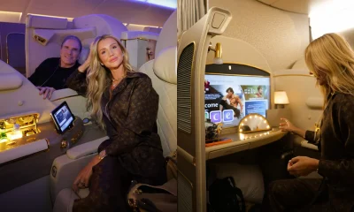 Ana Paula Siebert se choca com luxo em avião: banheiro com chuveiro e minibar particular