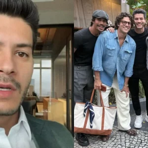 Arthur Aguiar se emociona e defende foto sorrindo com elenco de Rebelde após enterro de Lua Blanco