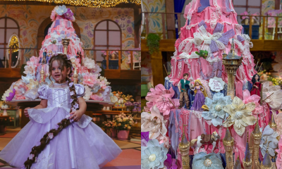 Bolo de aniversário de Maria Flor impressiona com 3 metros de altura e custo milionário