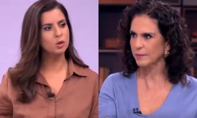 Malu Gaspar é corrigida ao vivo por Camila Bomfim sobre Flávio Bolsonaro na GloboNews
