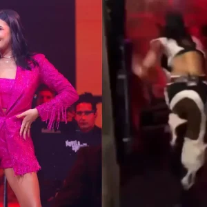 Ana Castela tem tombo inusitado em show, mas reage com bom humor e tranquiliza fãs: "Foi o tombo mais mixuruca"