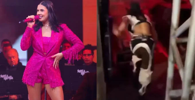Ana Castela tem tombo inusitado em show, mas reage com bom humor e tranquiliza fãs: "Foi o tombo mais mixuruca"