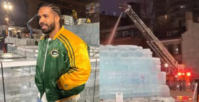 Drake: Escultura de gelo para divulgar "Iceman" vira caso de polícia e bombeiros intervêm em Toronto