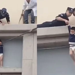 Menino de 3 anos em perigo: Criança fica presa em parapeito a 10 metros de altura na China; vídeo chocante mostra resgate