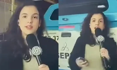 Repórter do SBT é atropelada por viatura da PM ao vivo no RJ