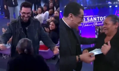 Padres Fábio de Melo e Chrystian Shankar emocionam com gesto no Programa Silvio Santos